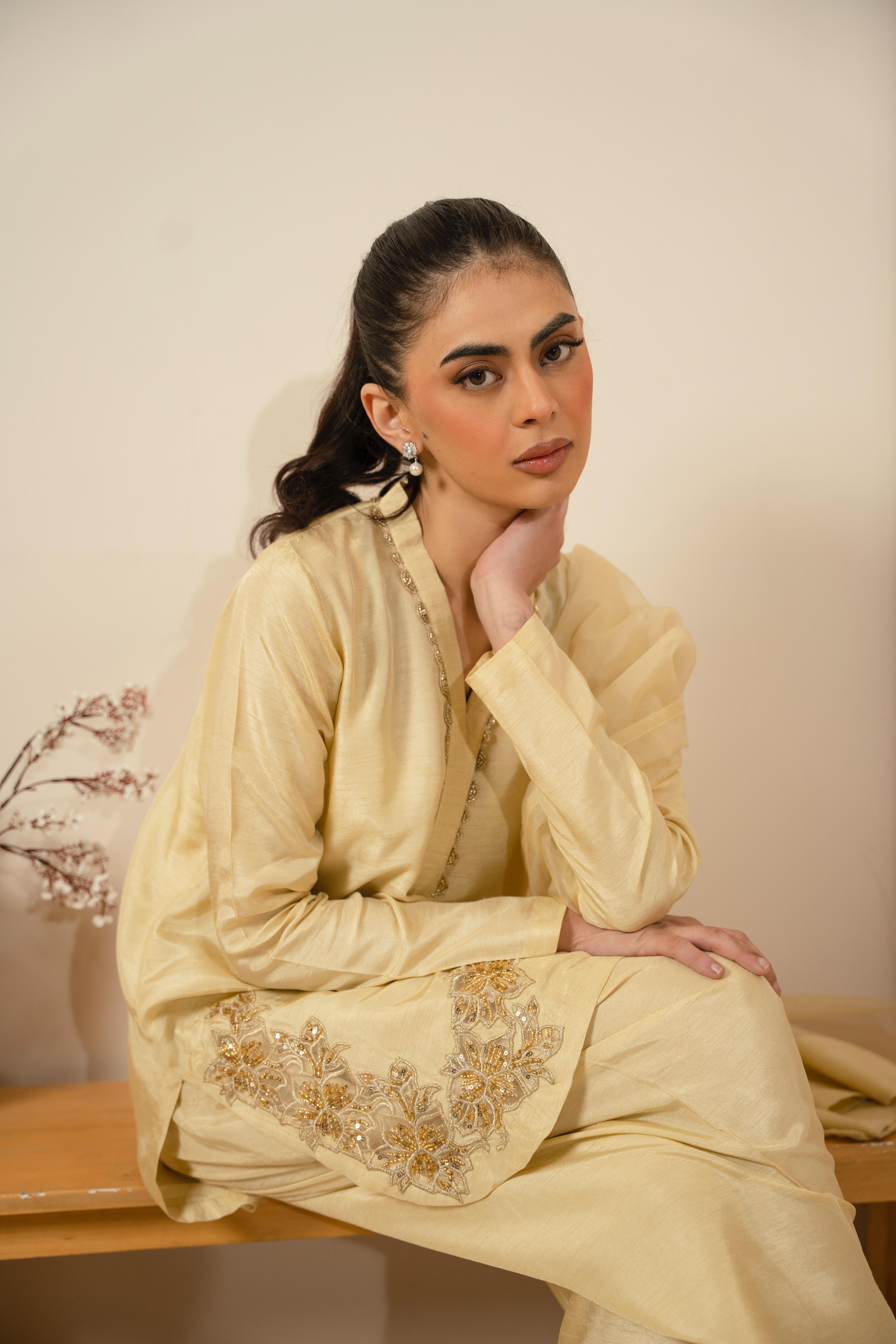 Golden Dusk Farshi Shalwar 3PC Stitched
